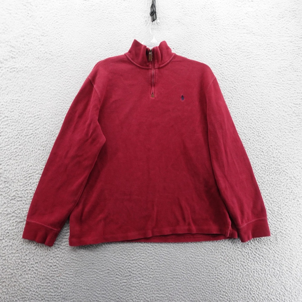 Polo Ralph Lauren Quarter Zip Pullover XL Red Men Casual Cotton Long Sleeve